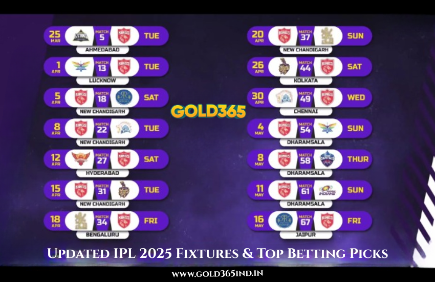 Updated IPL 2025 Fixtures with Gold365